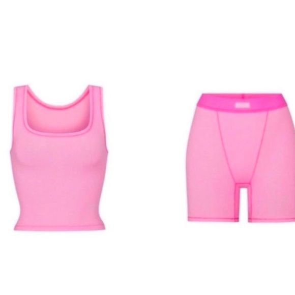 SKIMS Bubblegum Pink Cotton Ribbed Boxer Shorts Size Medium - Picture 7 of 7